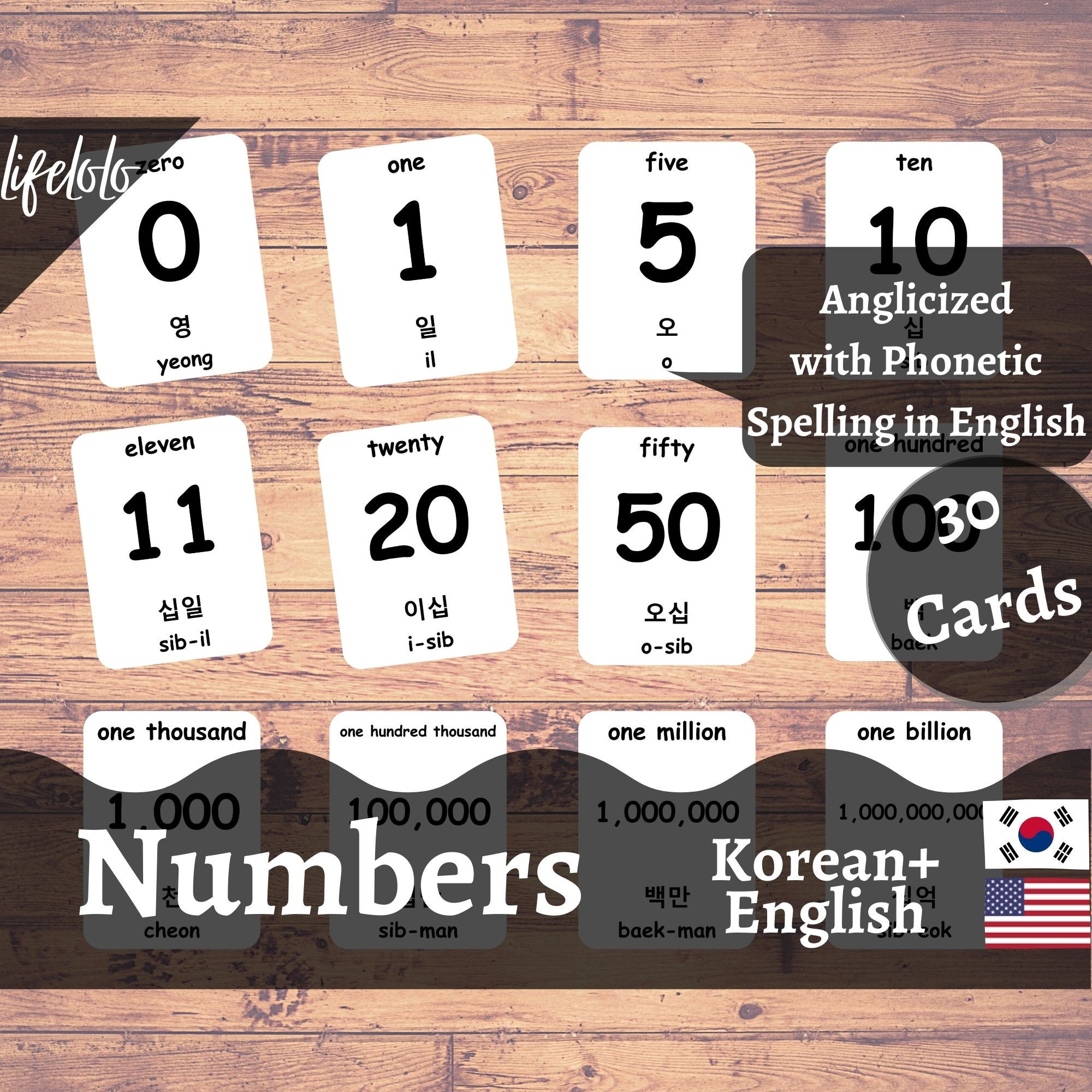Korean Numbers, 30 Flash cards, Toddler Games, Montessori Math, Math Games, Counting Cards, Montessori Printable, Kids Printable Download