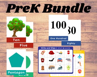 Pre K Bundle | Toddler Printable | Kindergarten Preparation | Kindergarten Readiness | Flash Cards & Matching Printable | Instant Download