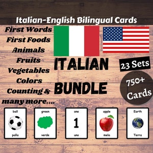 ITALIAN Flash Cards BUNDLE - Italienisch Englisch Zweisprachige Karten | Italienisches Bündel | Homeschooling | Lehrmaterial - Download Printable