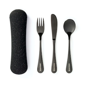 Compact Travel Utensil Set with Washable Case