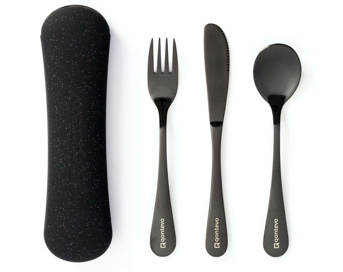 Compact Travel Utensil Set with Washable Case