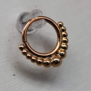 BVLA Rose Gold Graduating Latchmi ring- single row of beads below ring -16g 5/16