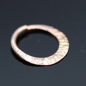 16g or 18g Solid 14k Gold (NOT plated or filled) Half Flat Textured Seamless Ring