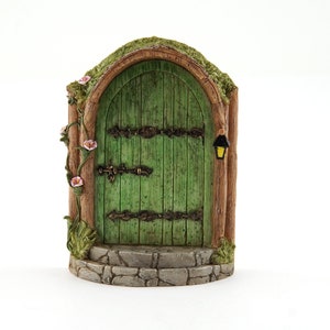 Green Fairy Door, Fairy Garden Doors, Miniature Garden Village, Woodland Fairy Garden Decor, Fairy Garden Accessories