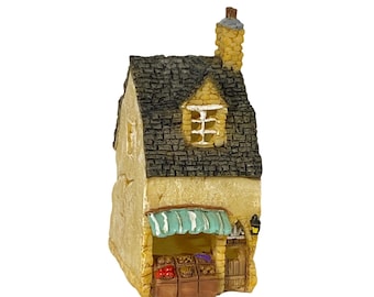 Faux Stucco Miniature Produce Market Grocery Store, Fairy Garden House, Terrarium House