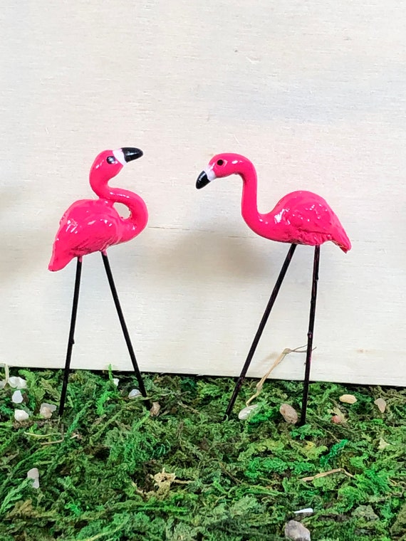 Dollhouse Miniatures ~ Lot Of 3 Silicone Pink Flamingos