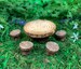 Fairy Garden Round Log Table and 4 Benches, Miniature Rustic Fairy Garden Accessories 