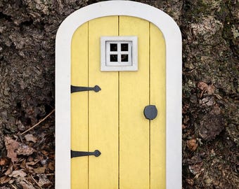 Fairy Door, Miniature Door, Handmade Yellow Fairy Garden Door, Miniature Fairy Accessories, 3 Inches Tall