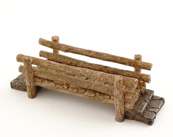 Miniature Fairy Garden Bridge, Terrarium Faux Wood Bridge for a Terrarium or Miniature Village, Enchanted World, 3.5 Inches Long