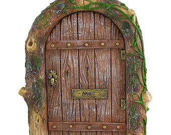 Brown Fairy Door, Fairy Garden Doors, Miniature Garden Village, Woodland Fairy Garden Decor, Fairy Garden Accessories 5" Tall