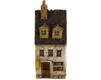 Miniature Stucco Bookstore, Fairy Garden House, 4.25" Tall, Miniature Village, Fairy Garden Accessories, Christmas Gift, Fairy Cottage