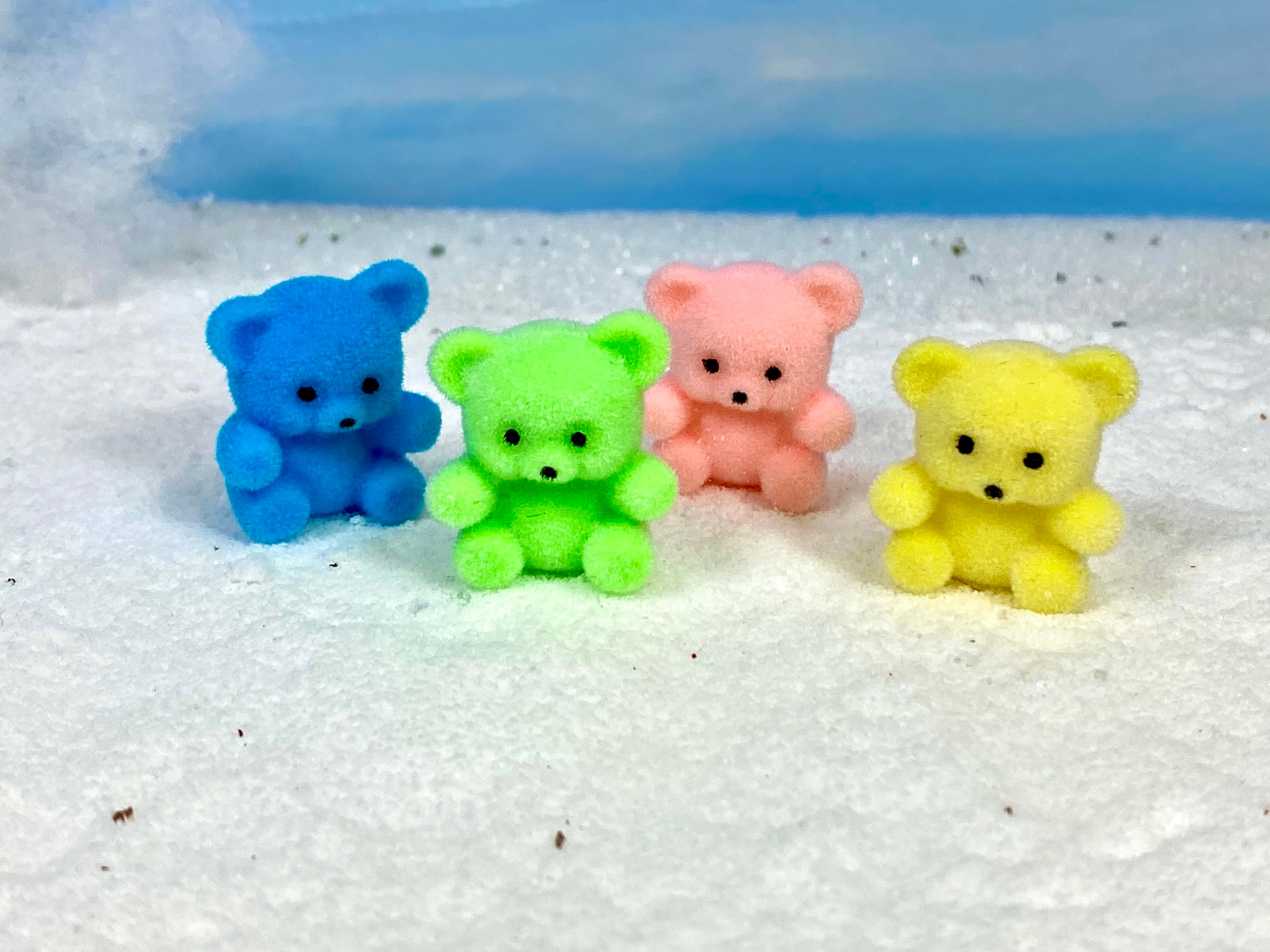 Mini Flocked Bears Mini Pastel Flocked Teddy Bears Assorted