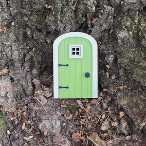 Miniature Fairy Door, Apple Green colored door, Fairy garden accessories, Miniature outdoor decor, Small Door, Tree fairies, 3 Inches Tall