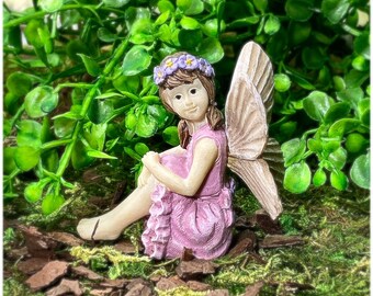 Sitting Fairy Cayla, Fairy Garden Miniatures, 2.5 Inches Tall