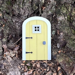 Fairy Door, Miniature Door, Handmade Yellow Fairy Garden Door, Miniature Fairy Accessories, 3 Inches Tall