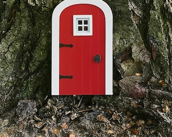 Miniature Fairy Door, Handmade Apple Red Door, Fairy Garden Accessories, Small Door, Tree Fairies, 3 Inches Tall