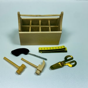 Miniature Tool Box with Tools Brown 1.75″ Long,  Fairy Garden Accessories