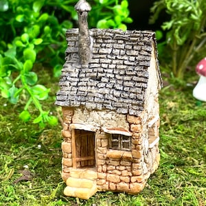 Miniature Micro Stucco House, Fairy Garden House, 2.75&quot; Tall, Terrarium House, Miniature Village, Fairy Garden Supply, Fairy Cottage