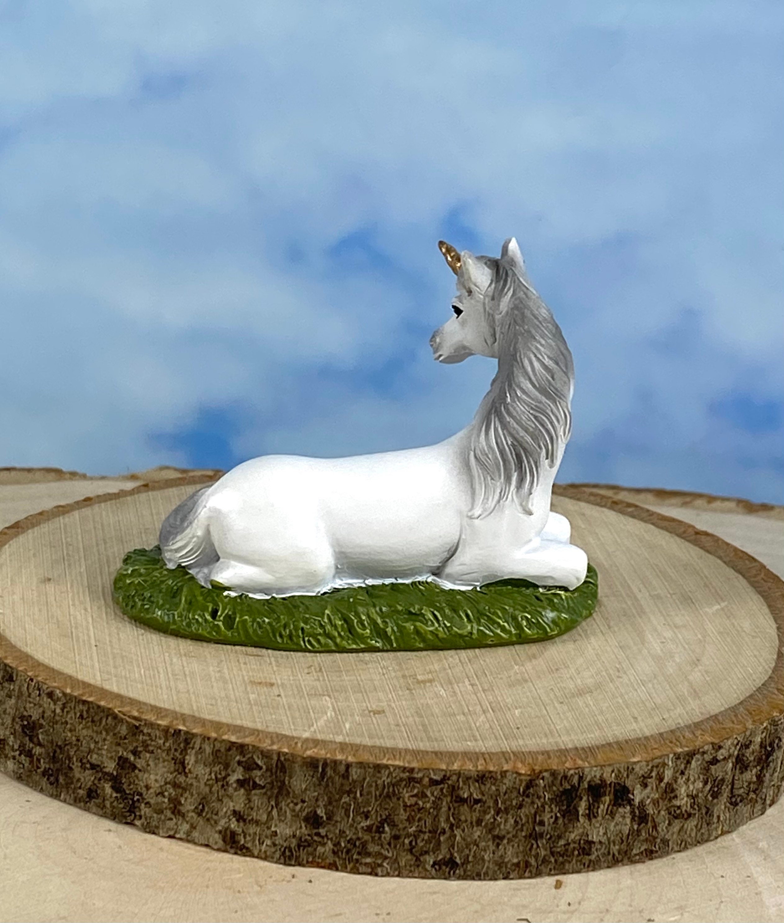 Miniature Unicorn Horse Figurine Laying in Grass 11/2 Etsy