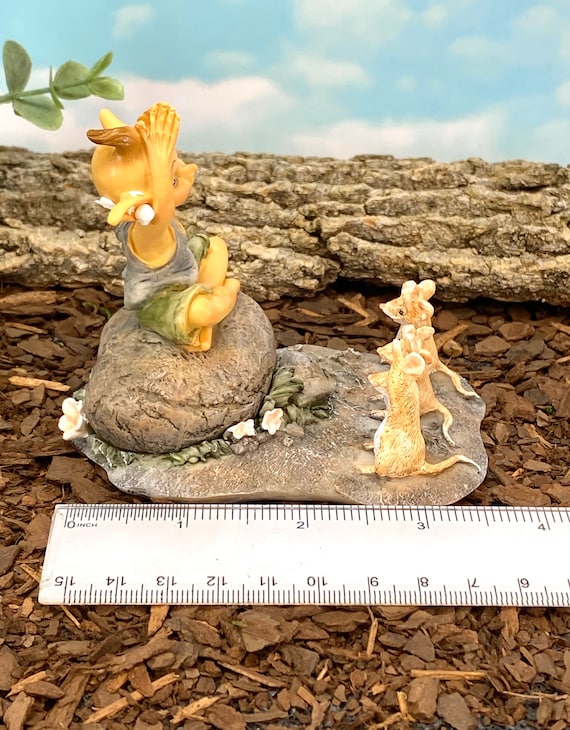 Miniature FAIRY GARDEN Figurine ~ Mini Pixie Leading Yoga Class to Mice