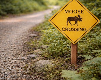 Miniature Fairy Garden Moose Crossing Sign - Fairy Garden Accessories - Garden Decoration, 3-1/2 Inches Tall