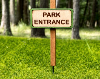 Miniature Park Entrance Sign, Fairy Garden Accessories, Garden Decoration, Approximately 2.5 Inches Tall