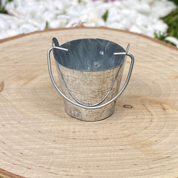 Miniature Galvanized Bucket, Fairy Garden Back Yard Accessories