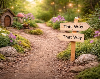 Miniature Fairy Garden Sign - This Way, That Way Wood Path Sign - Garden Decoration & Fairy Garden Accessories