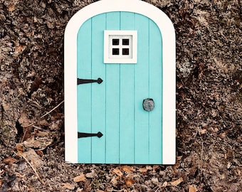Miniature Fairy Door, Ocean Mist Green door, Fairy garden accessories, Miniature outdoor decor, Small Door, Tree fairies, 3 Inches Tall