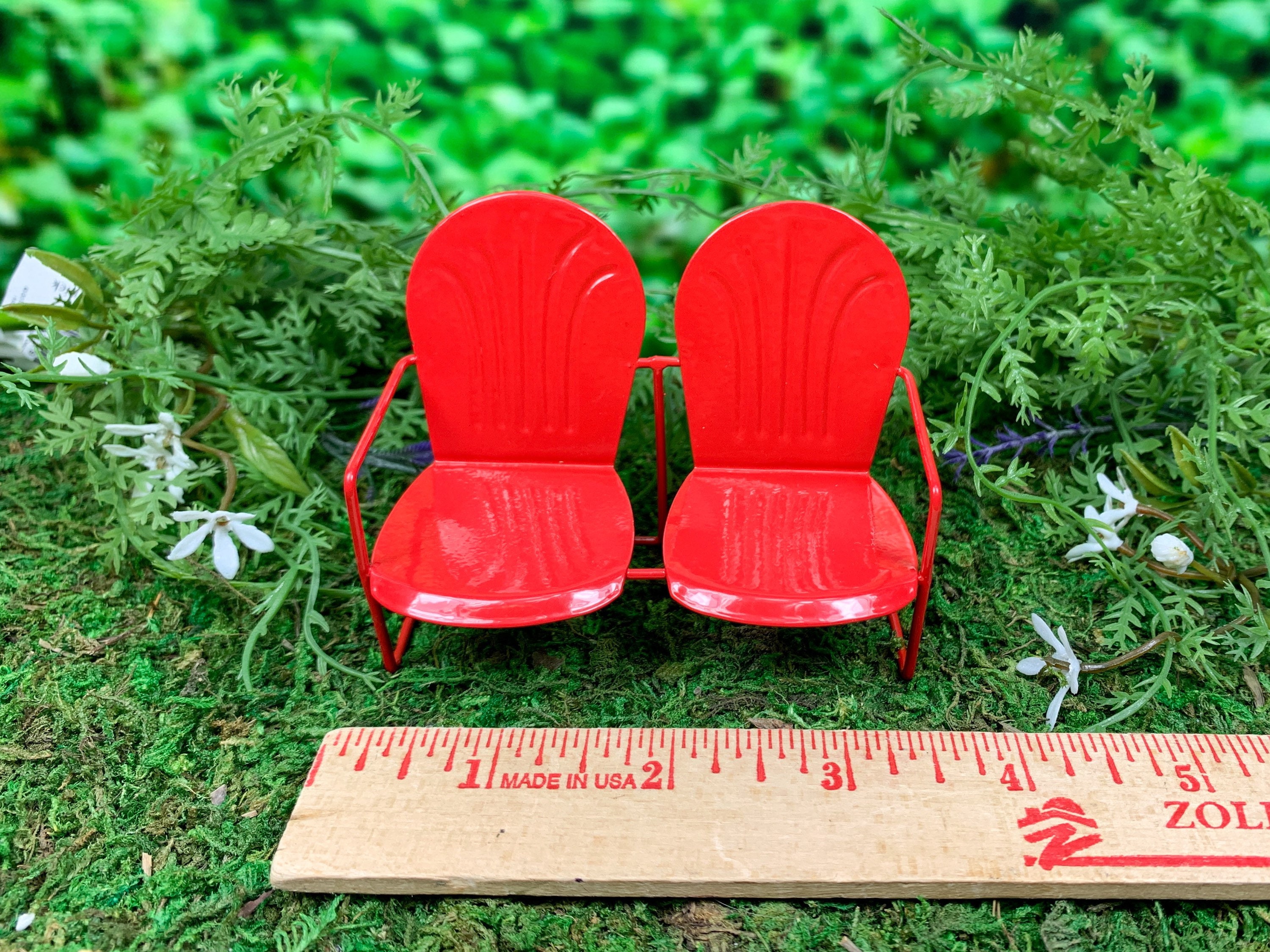 Miniature Retro Red Metal Love Seat Bench Loveseat for the Etsy