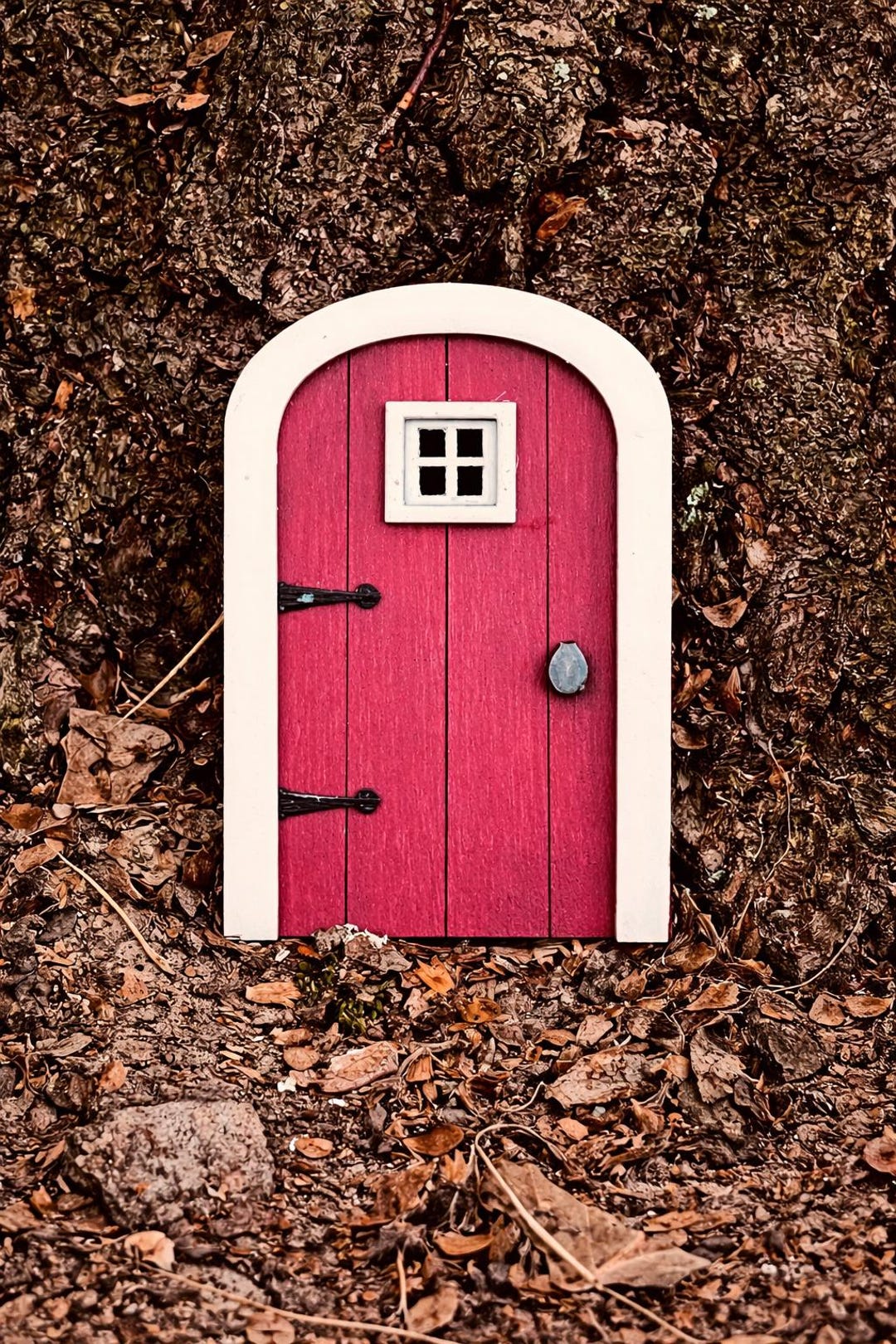 Fairy Door, Miniature Door, Handmade Burgundy Red Fairy Garden Door ...