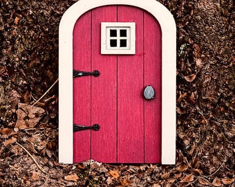 Fairy Door, Miniature Door, Handmade Burgundy Red Fairy Garden Door, Miniature Fairy Accessories, 3 Inches Tall