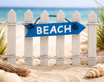 Miniature Fairy Garden Beach Sign, Beach Accessories and Miniatures, Handmade Hand Crafted, Beach Decor, Fairy Garden Accessories