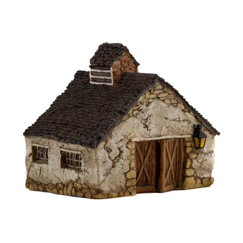 Miniature Barn with Watering Trough, Terrarium Barn for your Miniature Fairy Garden Village, 3' Tall 