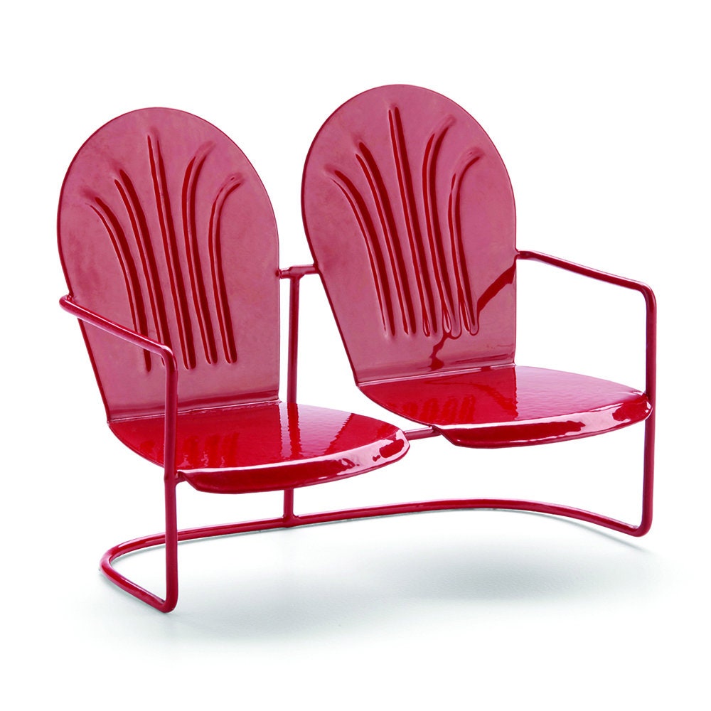 Miniature Retro Red Metal Love Seat Bench Loveseat for the Etsy