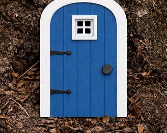 Miniature Fairy Door, Wildflower Blue door, Fairy garden accessories, Small Door, Tree fairies, 3 Inches Tall