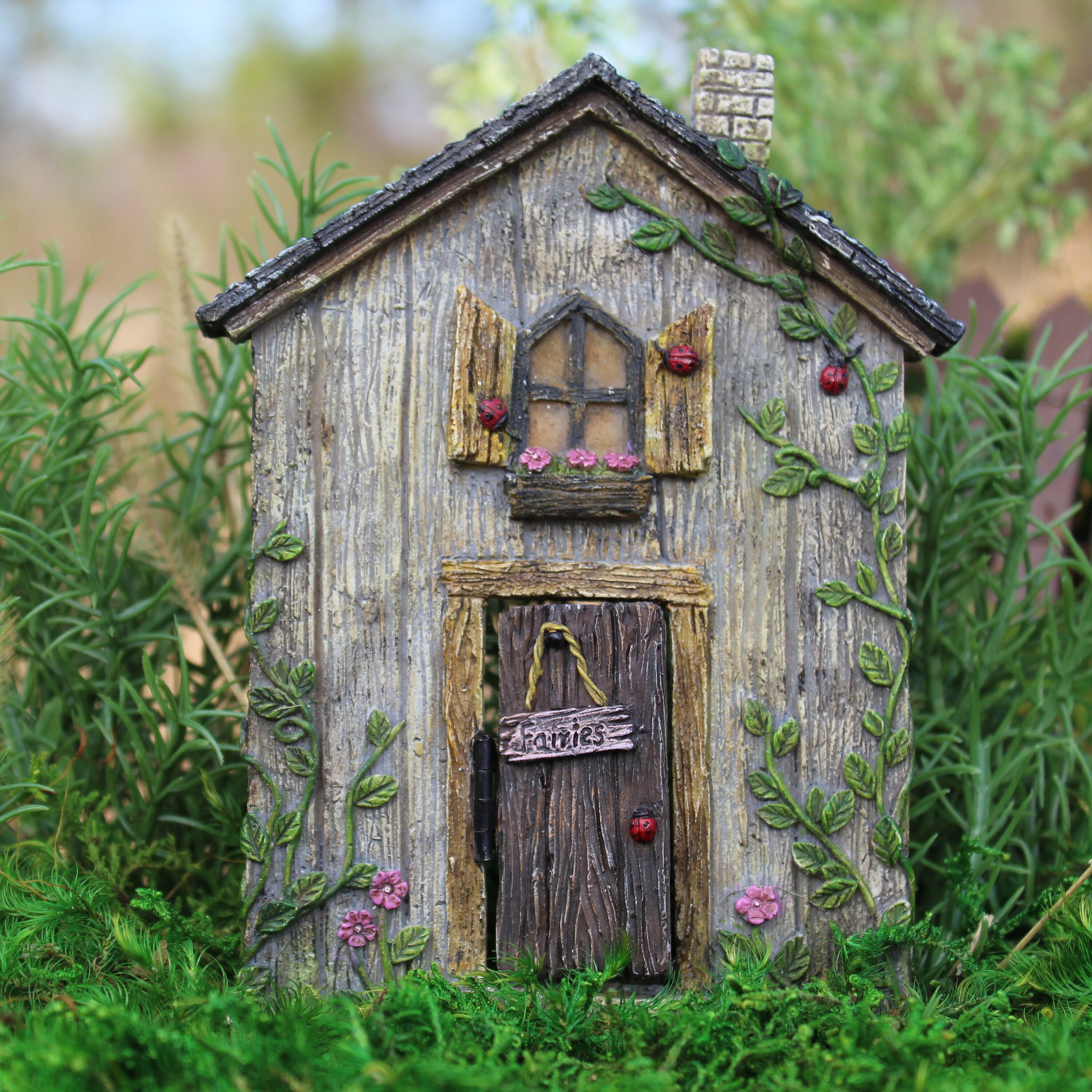 Fairy Garden Ladybug Fairy Door Wall Decor, 5" Tall, Door Opens,…
