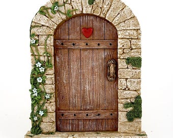 Brown Fairy Garden Door, Miniature Garden Village, Woodland Fairy Garden Home Decor, 6.5" Tall, Fairy Garden Accessories
