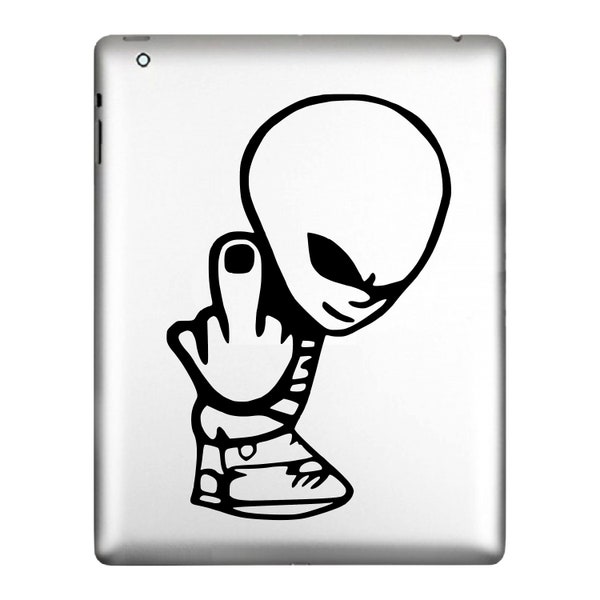 Alien Giving The Middle Finger, Flip off, Flipping the bird, Humorous, Decal Sticker