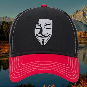 Besticktes V wie Vendetta Cap, Anonymous Cap, Guy Fawkes Hut, Anarchy Cap, Anti-Regierung, Selbstverfolgungshut