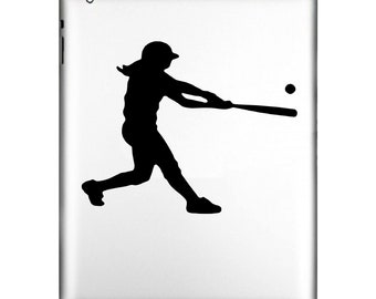 Softball Batter Baseball Hitter, Sticker Decal anything with a flat surface.
