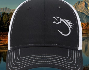 Embroidery, Fish Hook Hat, Fishing Cap, Fisher Cap, Fisherman Baseball Cap Gift, Present For fisherman, Sport Fishing Hat