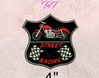 Bike Street Racing Embroidered Patch: Iron On/Sew On Biker Applique