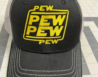 Pew Pew Pew Embroidered Hat - Sci-Fi Space Laser Hat - Unisex Cotton Cap