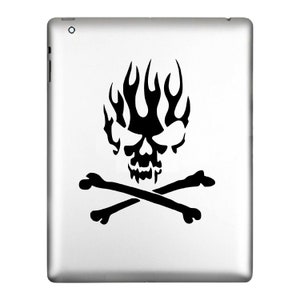 Flaming Skull and Crossbones Sticker Decal for windows, computers, flat surface