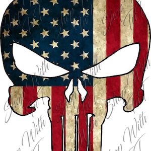The Punisher | USA:s flagga | Digital PNG "Endast fil" direktnedladdning | Sublimering bild 1