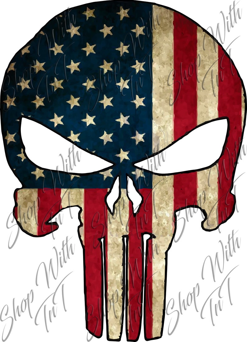 The Punisher | USA:s flagga | Digital PNG "Endast fil" direktnedladdning | Sublimering bild 1