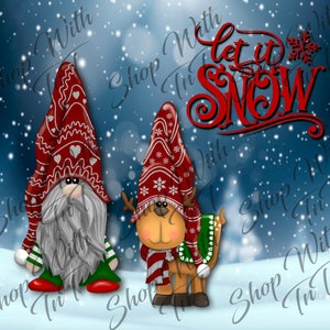 Let It Snow | Gnome And Dog In Hats | Use For A Mug or Tumbler | Digital PNG "File Only"