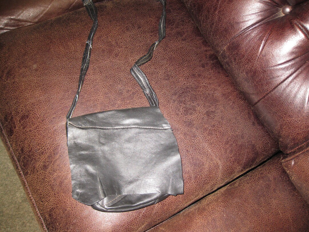 BLACK SOFT TOP Grain Leather Shoulder Bag Rough Edge Patchwork Etsy