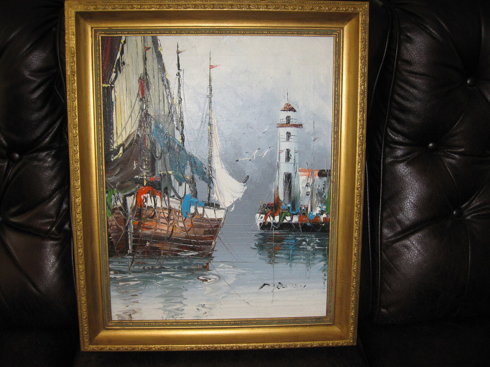 IMPASTO OIL PAINTING Signed Seascape Painting Canvas Etsy